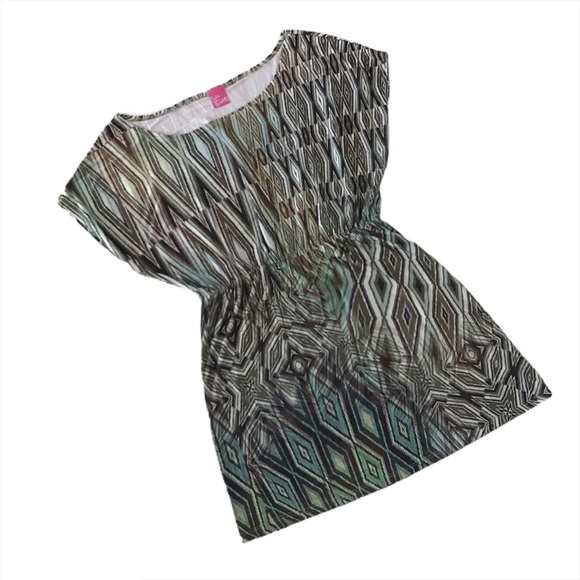 Tres Bien Brown and Teal Empire Waist Top, Medium - Picture 10 of 16